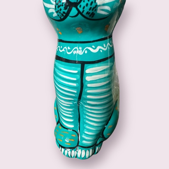 Vintage Hand Painted Ceramic Mexican Folk Art Talavera Cat Figurine With Flowers - Picture 13 of 14